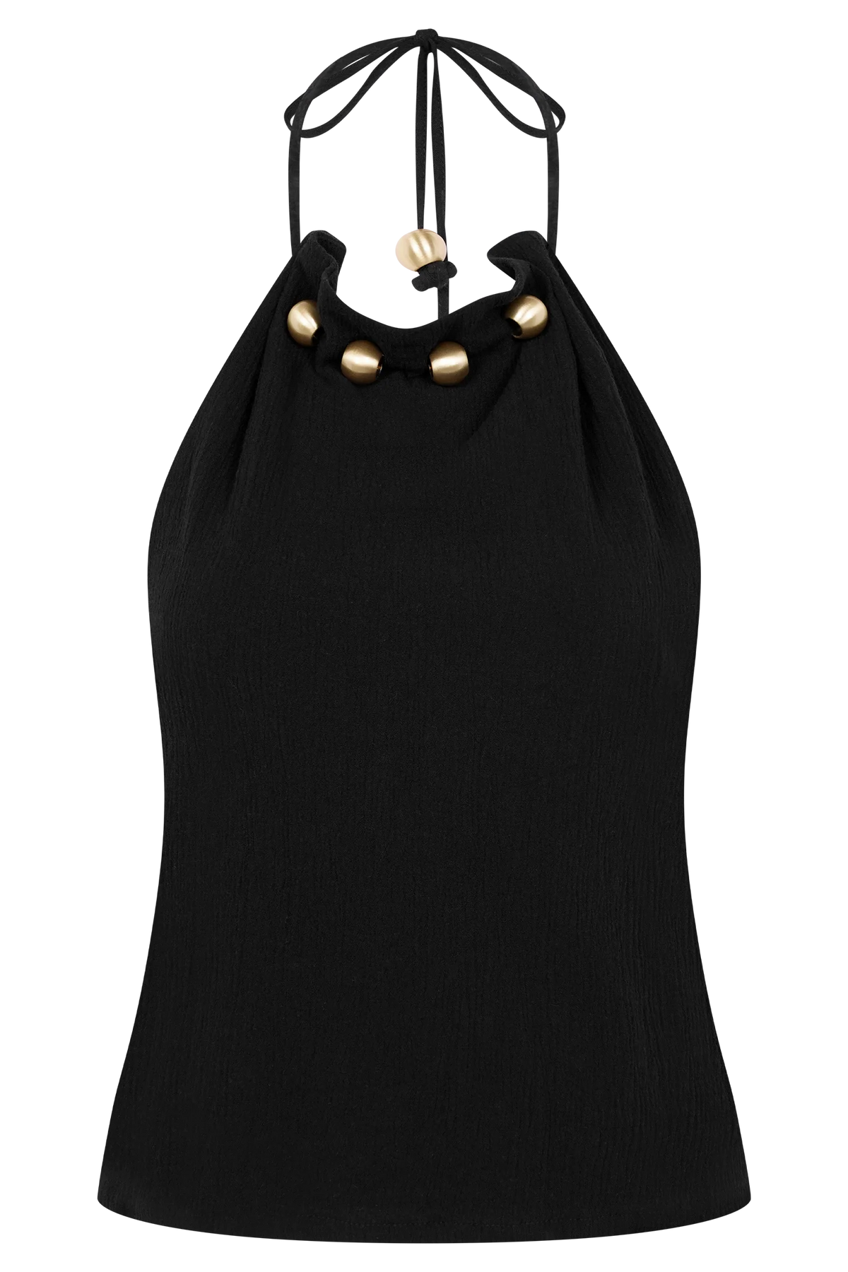 Abeda Cotton Top With Hardware Black