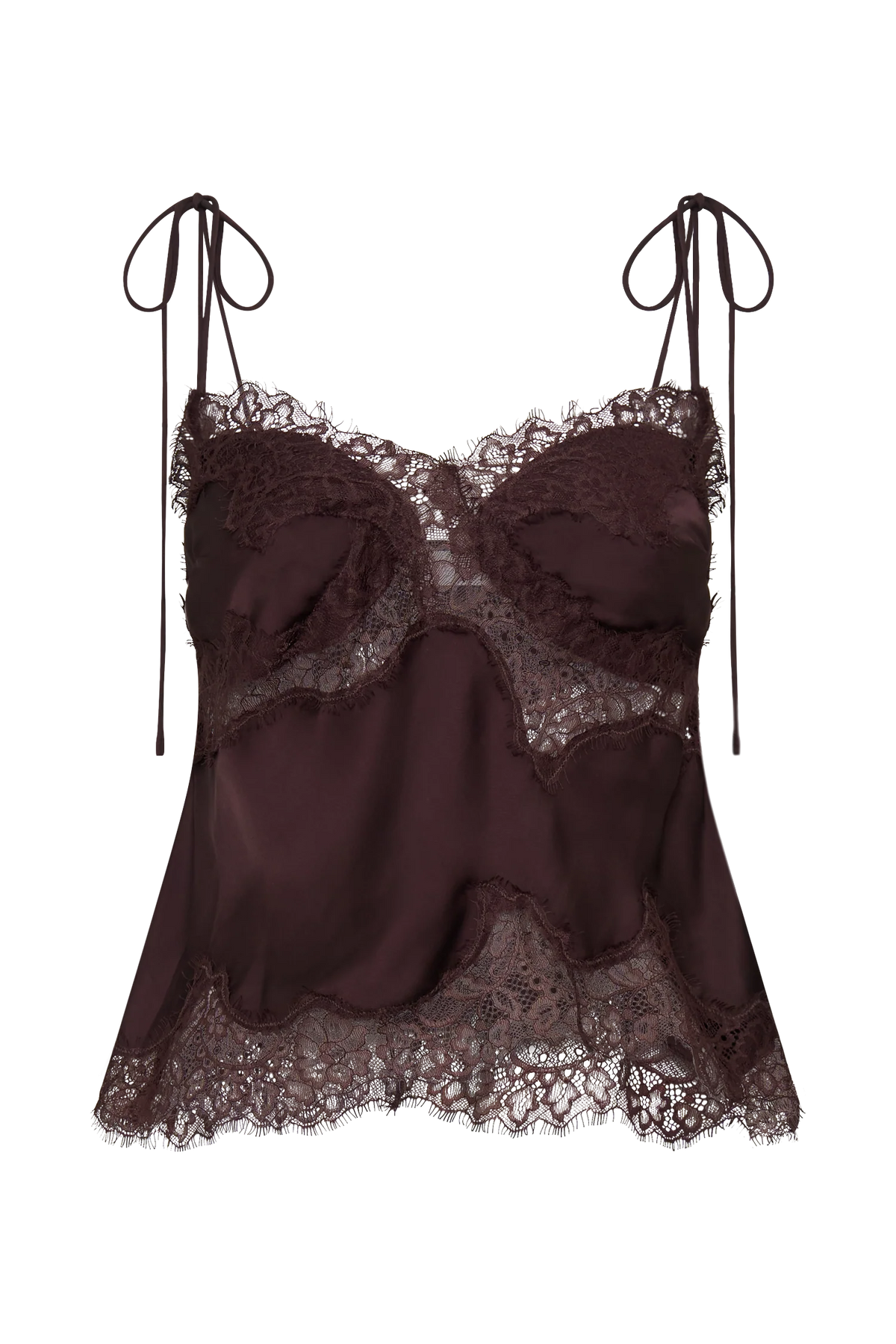 Nina Satin And Lace Camisole Chocolate