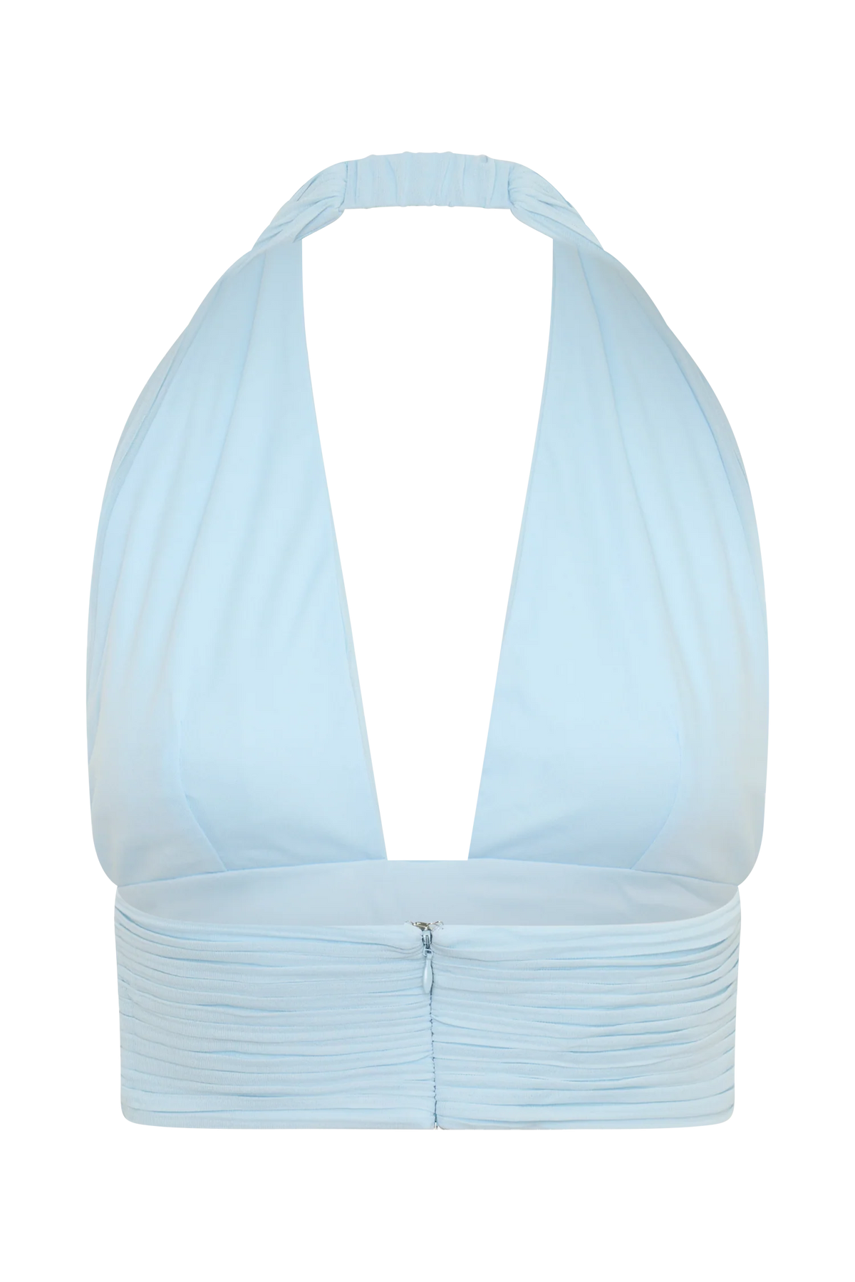 Amaris Sleeveless Plisse Halter Top Pale Blue