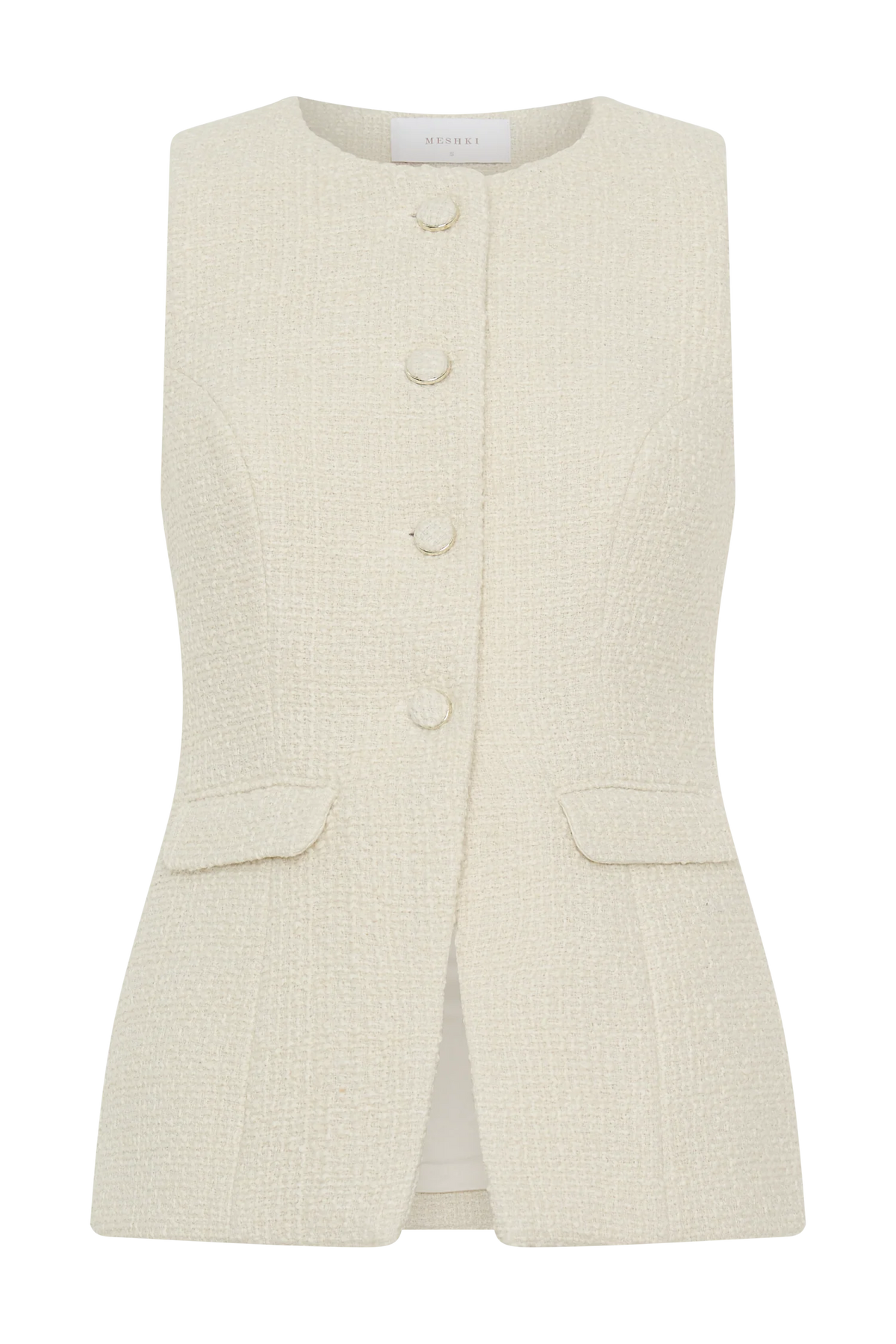 Camilla Boucle Sleeveless Vest Ivory
