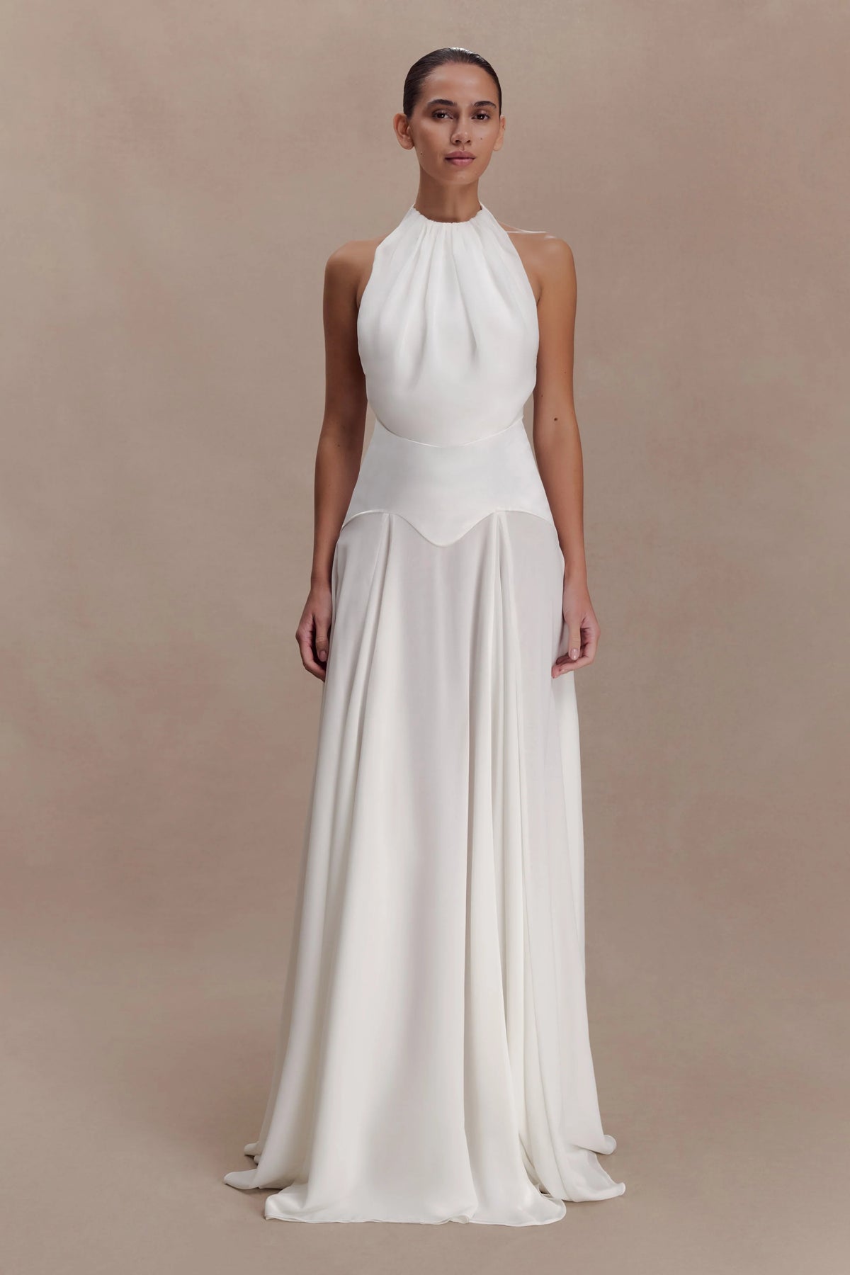 Susan Chiffon Halter Maxi Dress Ivory