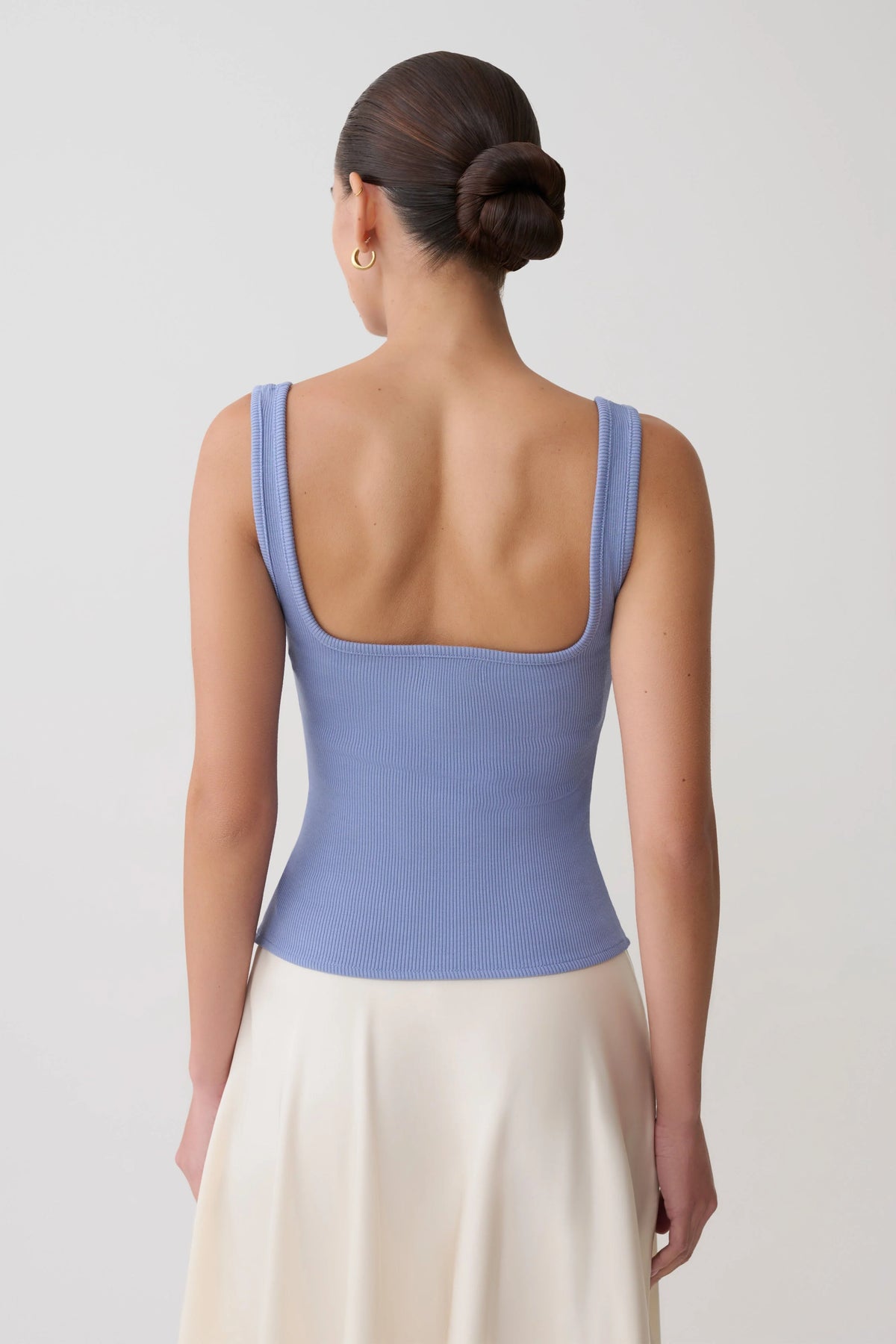 Aisling Ribbed Square Neck Sleeveless Top Cornflower Blue