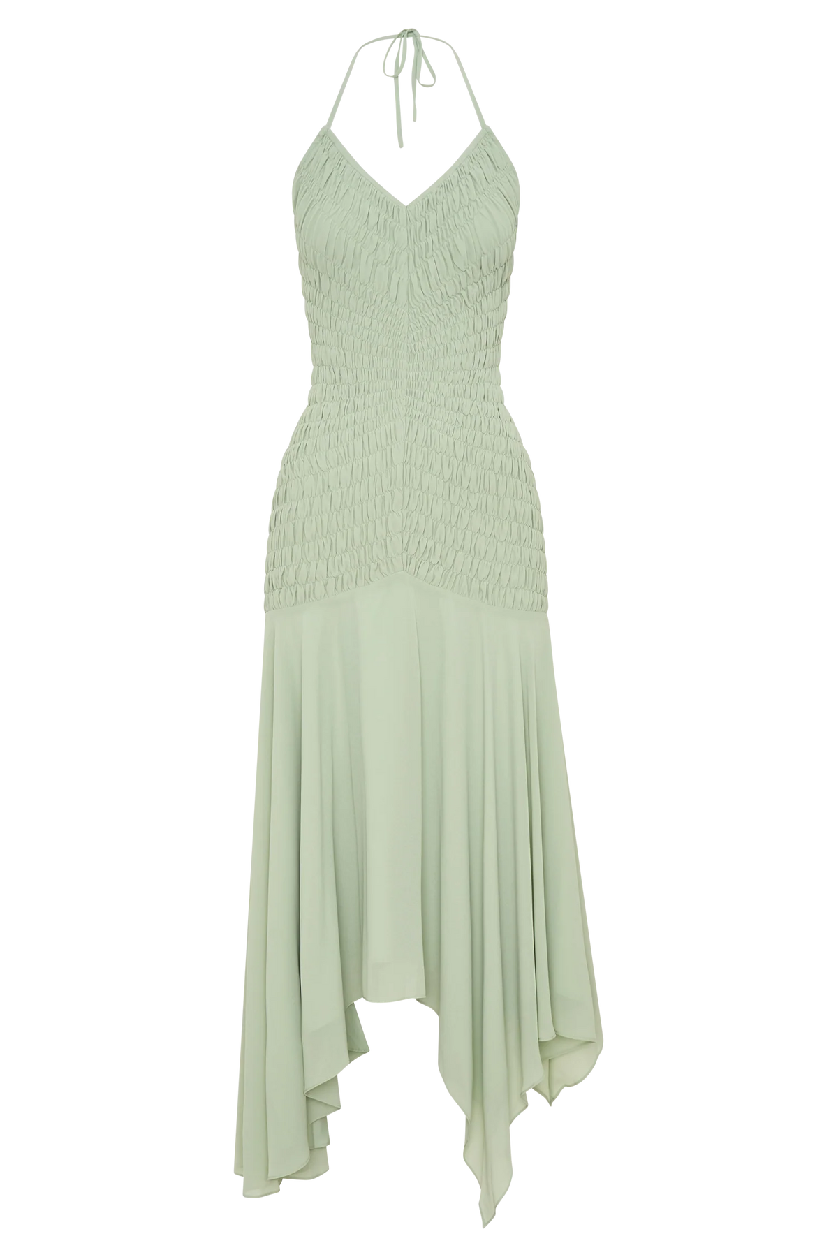 Evelyn Shirred Chiffon Maxi Dress Sage