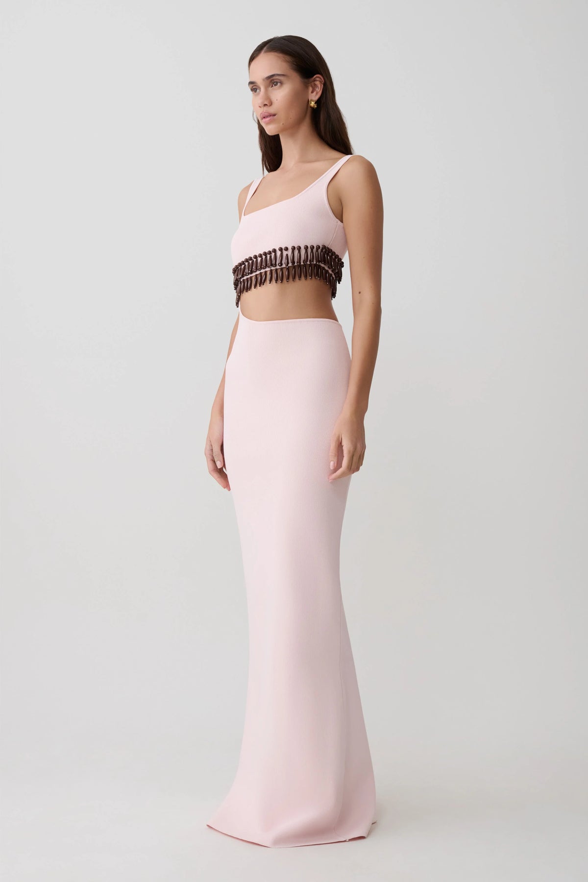 Ruvic Knit Maxi Beaded Dress Baby Pink