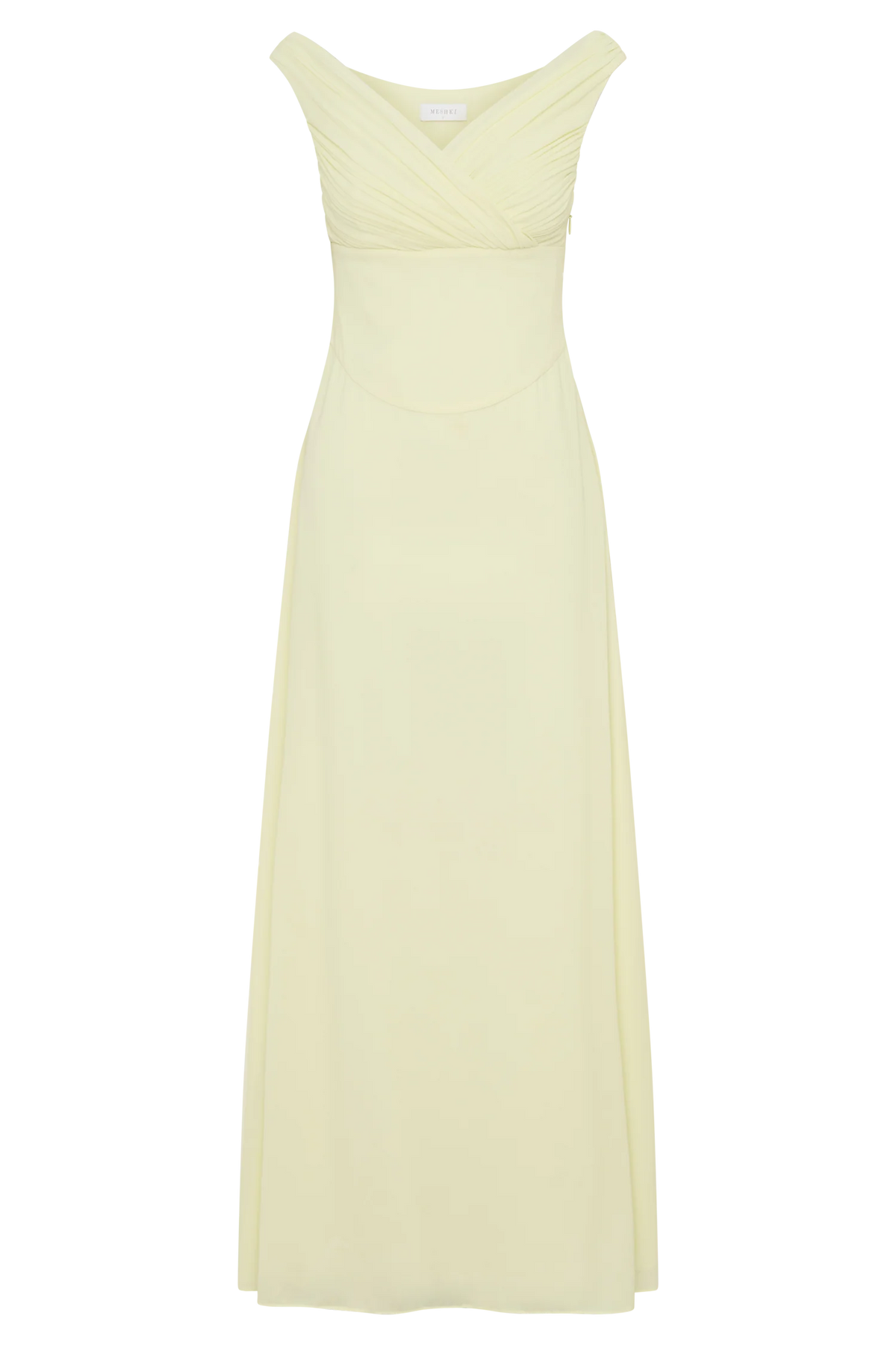 Mabel Off Shoulder Chiffon Maxi Dress Lemon