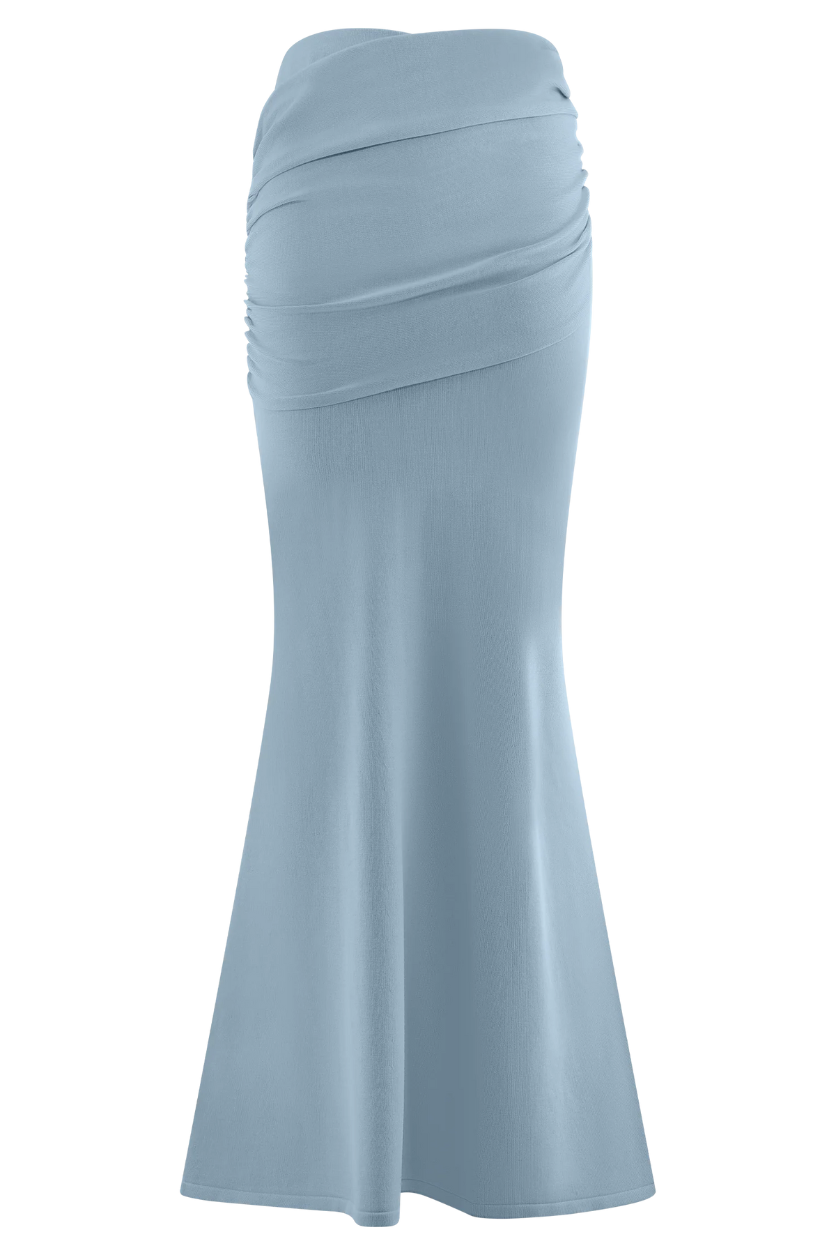 Irene Gathered Knit Maxi Skirt Blue