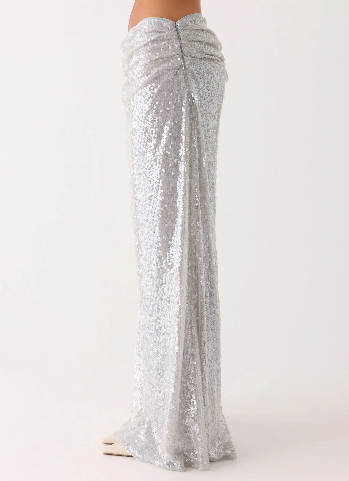 Susie Sequin Maxi Skirt Silver