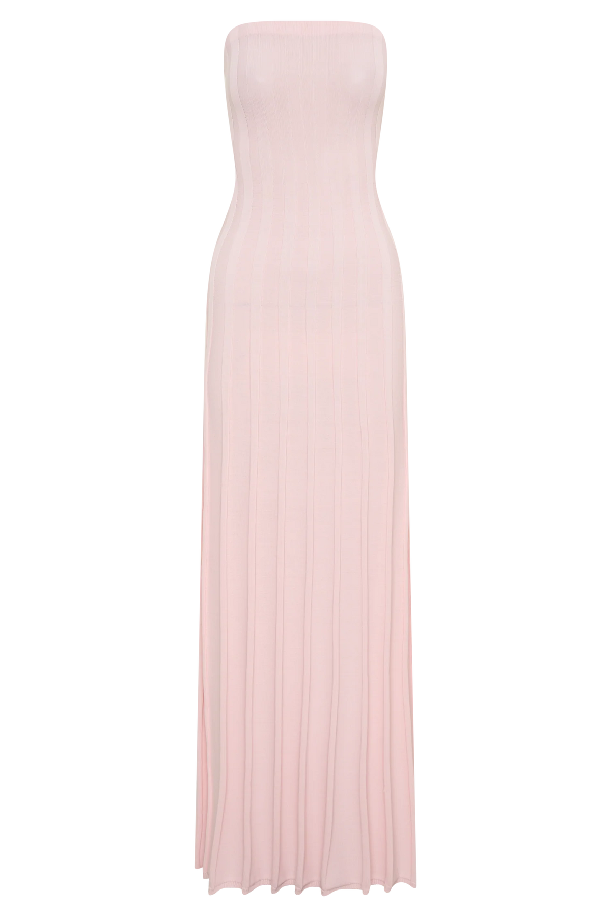 Pia Ribbed Strapless Maxi Dress Baby Pink