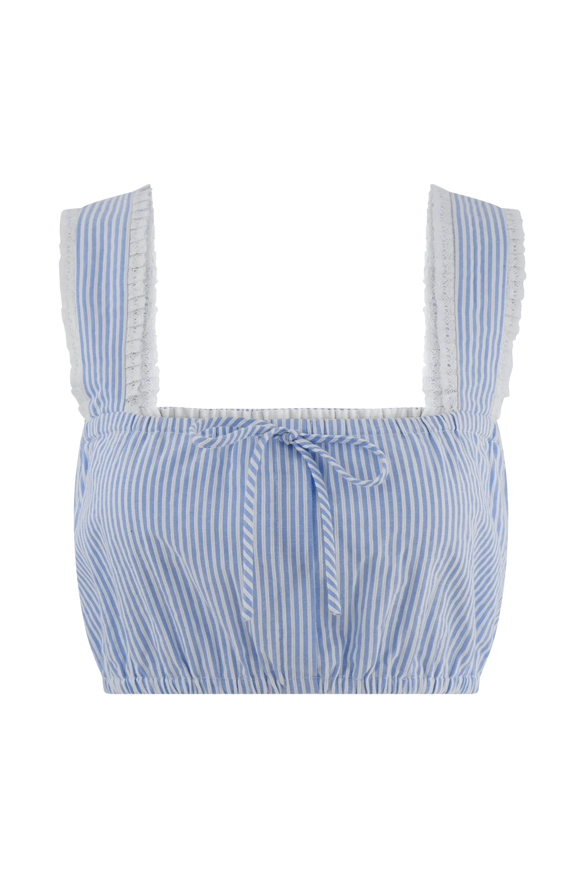 Gretel Sleeveless Crop Top Blue Pinstripe