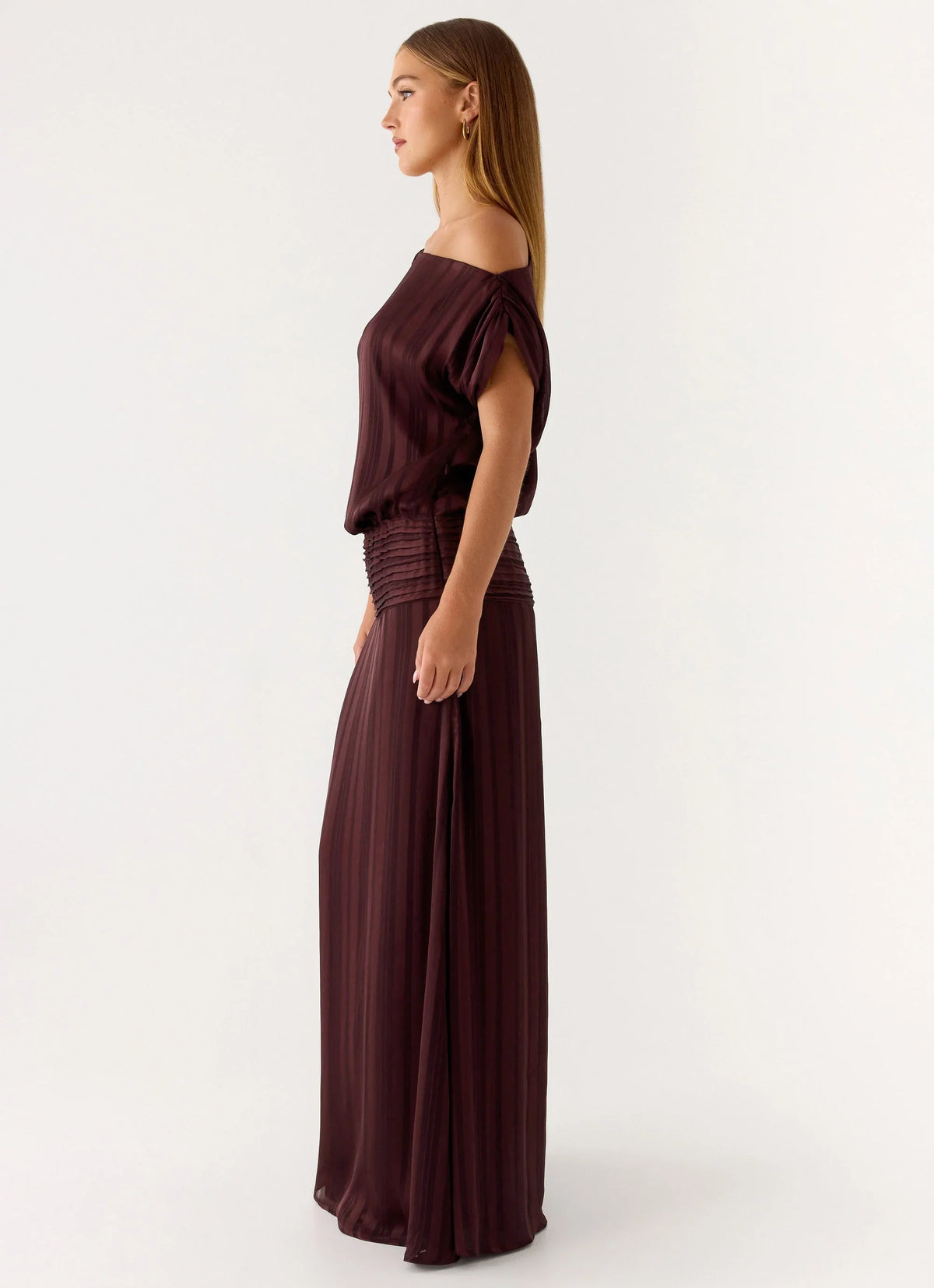 Rexi One Shoulder Maxi Dress Aubergine Gleam