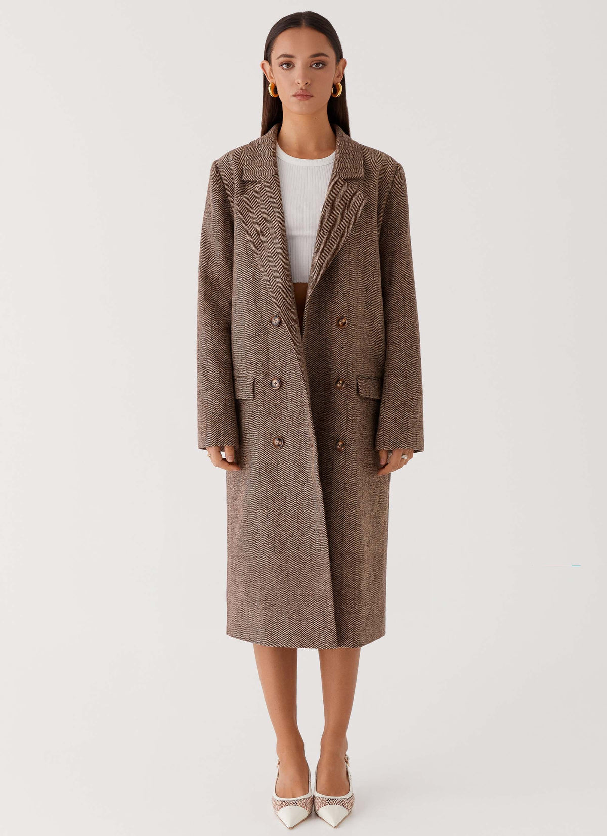 Since Way Back Longline Coat Brown
