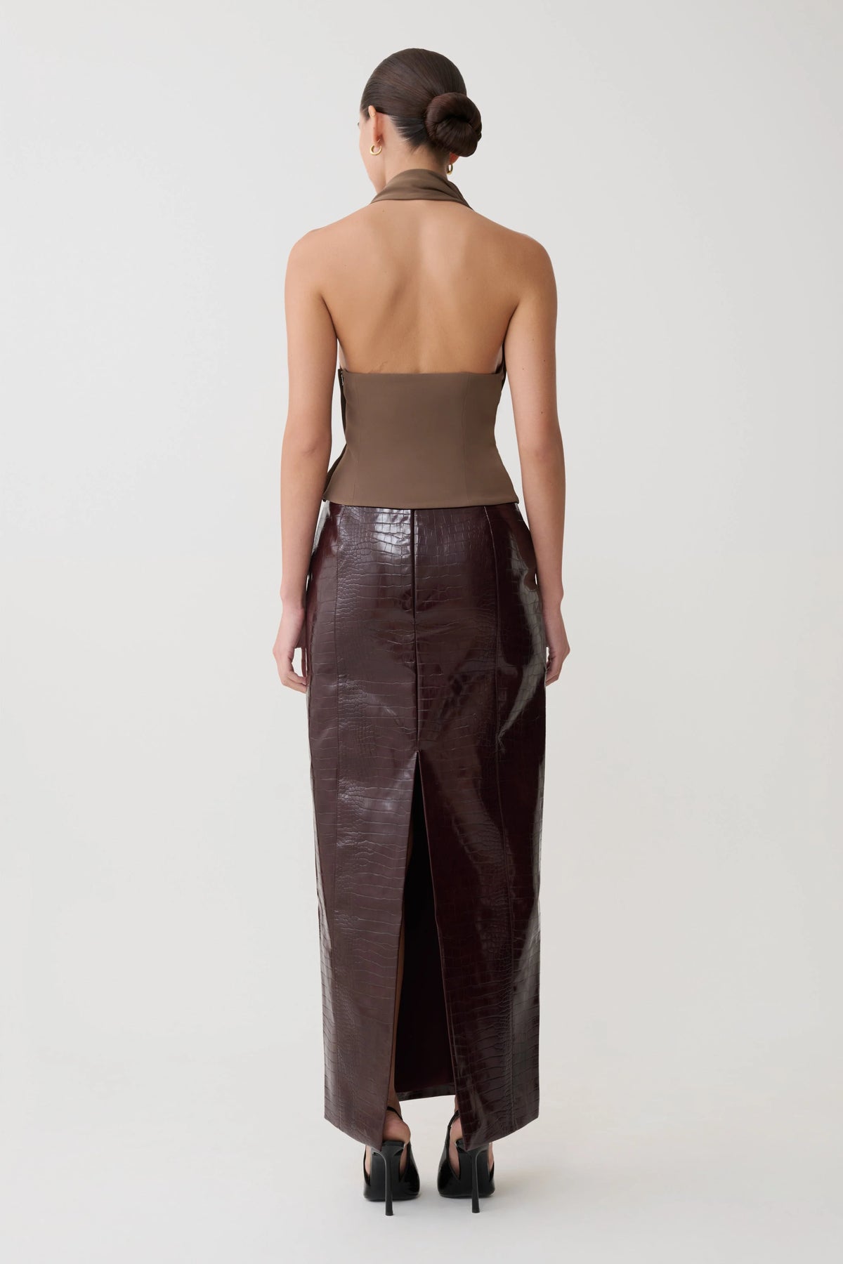Marina Halter Top With Hardware Cacao Brown