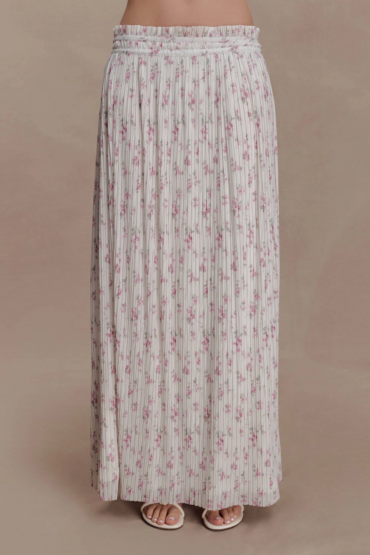 Amaris Gathered Plisse Maxi Skirt Floral Ditsy Print