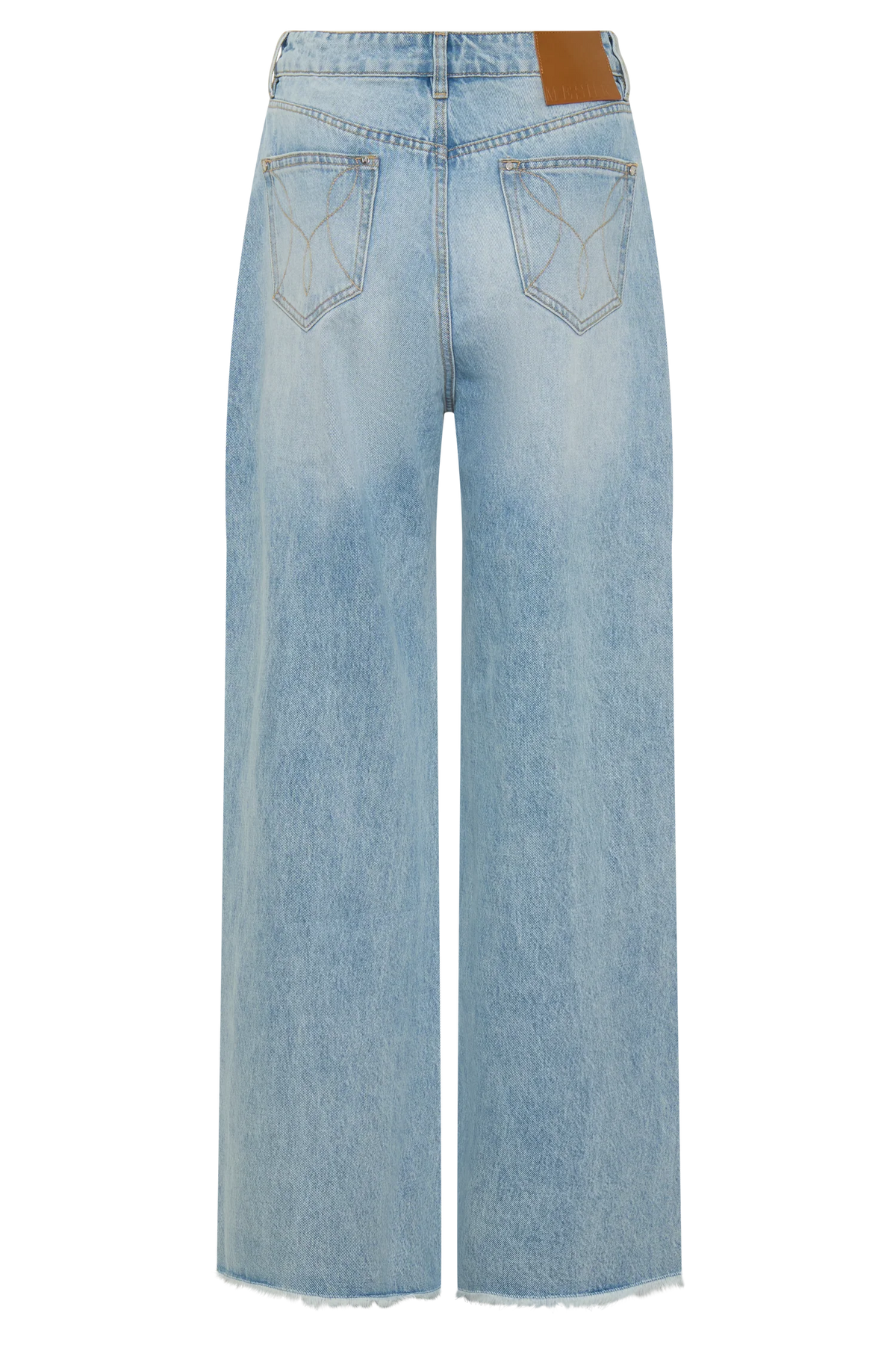 Sebastian Straight Leg Denim Jeans With Fray Hem Washed Light Blue