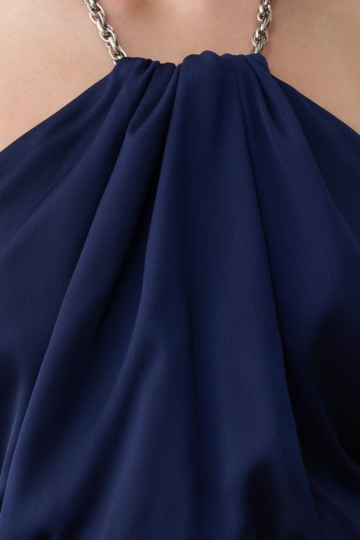 Elina Satin Necklace Maxi Dress Navy