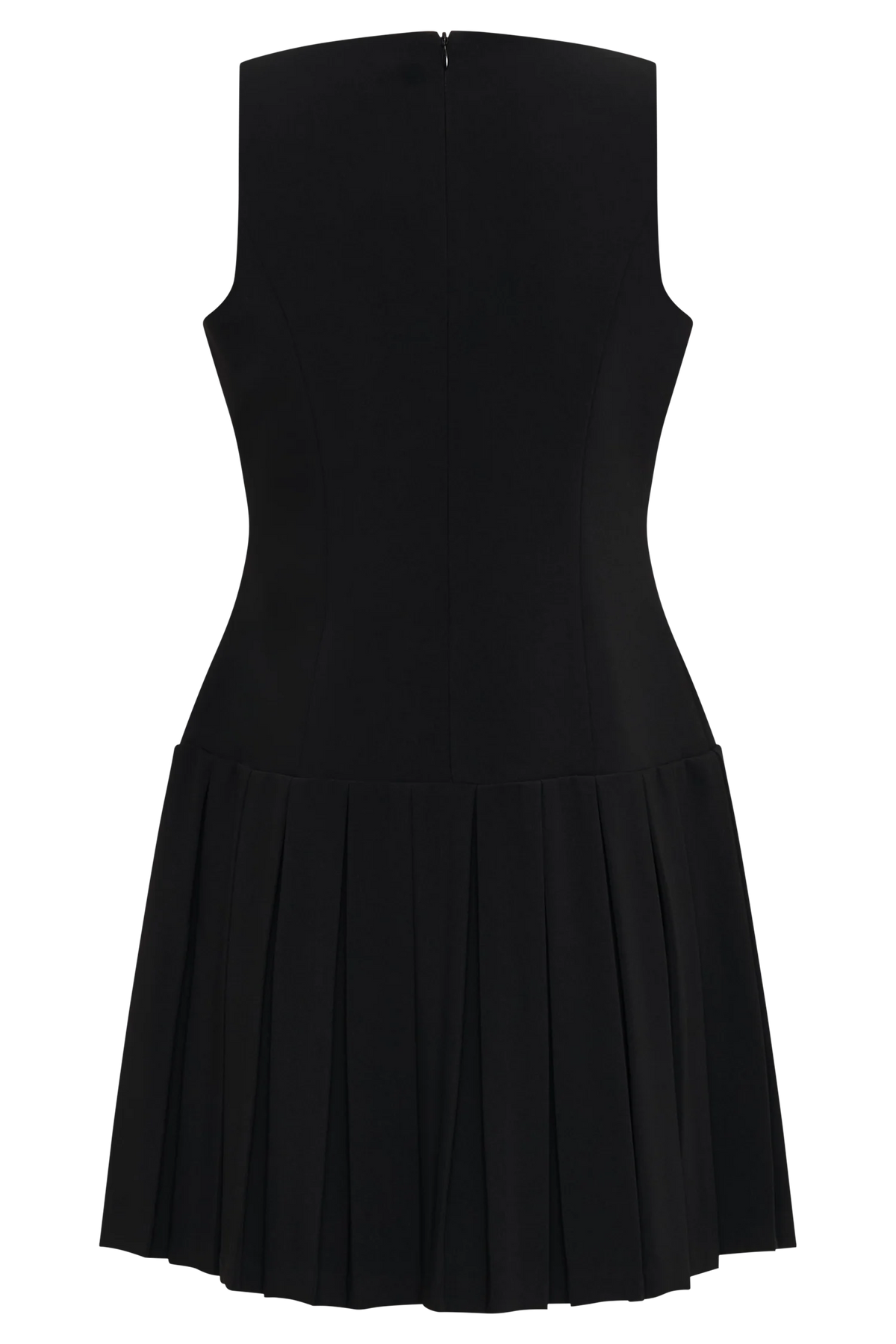 Mackenzie Sleeveless Pleated Mini Dress Black