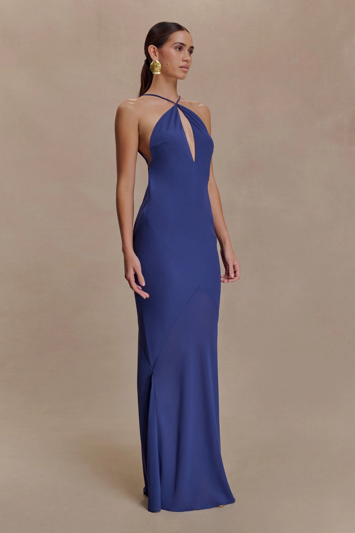 Nerea Slip Halter Maxi Dress Purple Ink