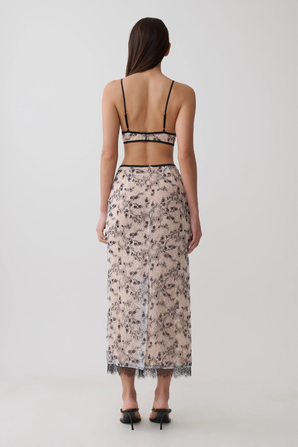 Kimberly Lace Sleeveless Crop Top Nude Lace