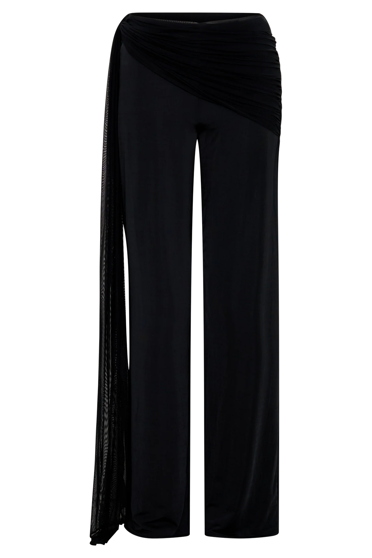 Aspyn Slinky Gathered Wide Leg Pants Black