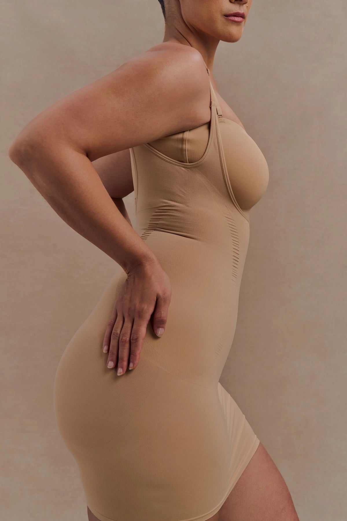 Jocelyn Backless Shapewear Mini Dress Beige