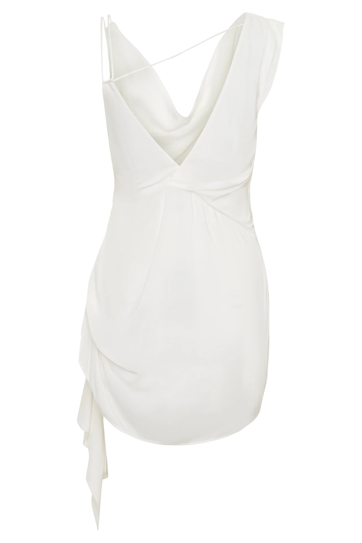 Lucile Cowl Drape Satin Mini Dress White