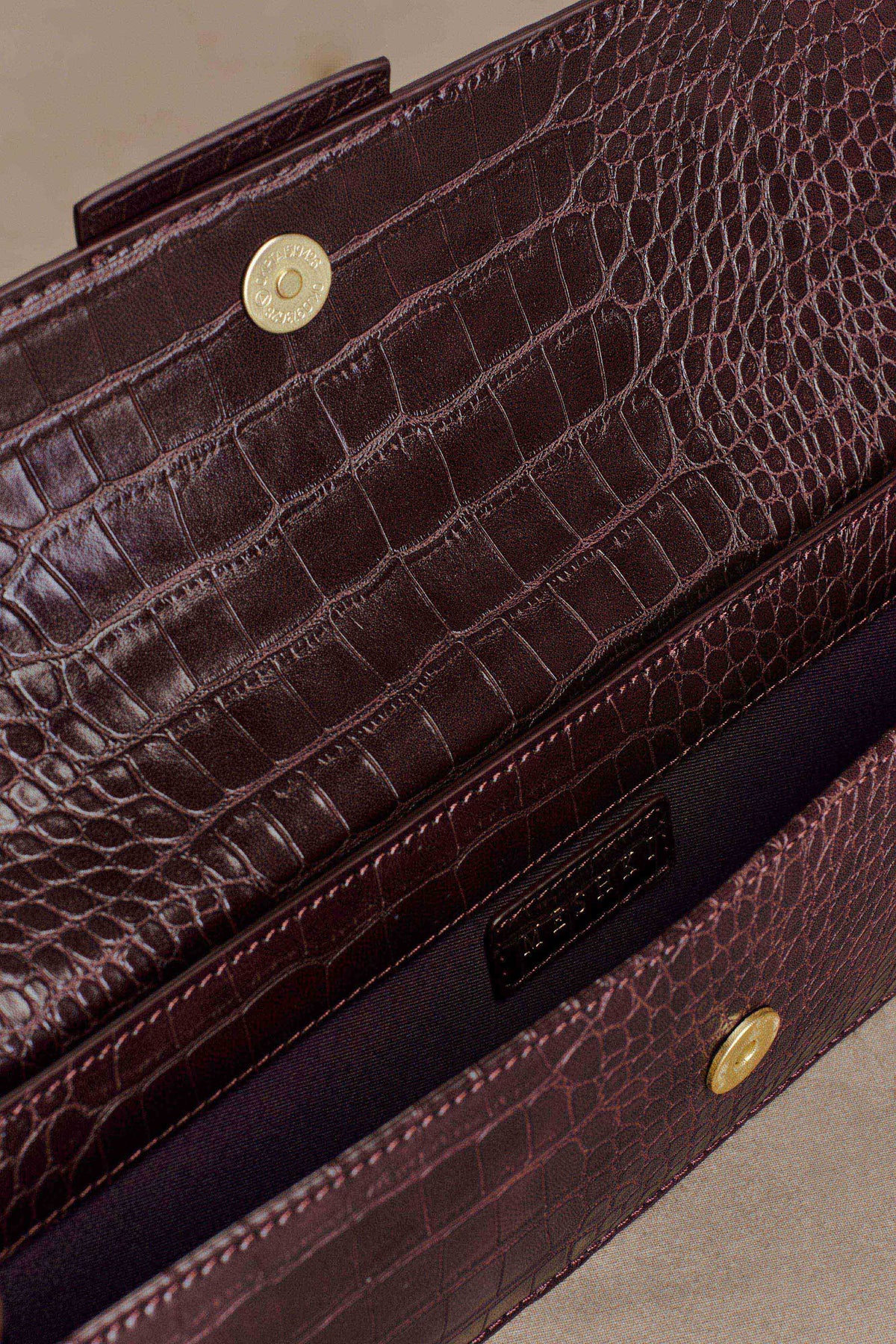 Jessica Faux Leather Crocodile Clutch Burgundy