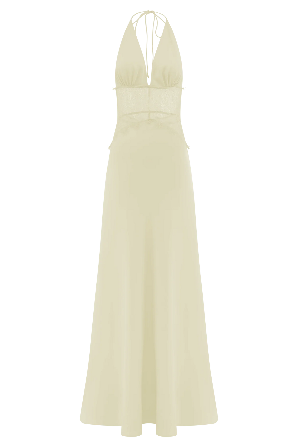 Dinah Lace And Satin Maxi Dress Lemon