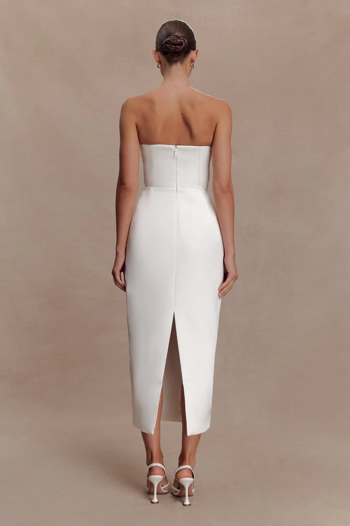 Ophelia Peplum Satin Maxi Dress Ivory