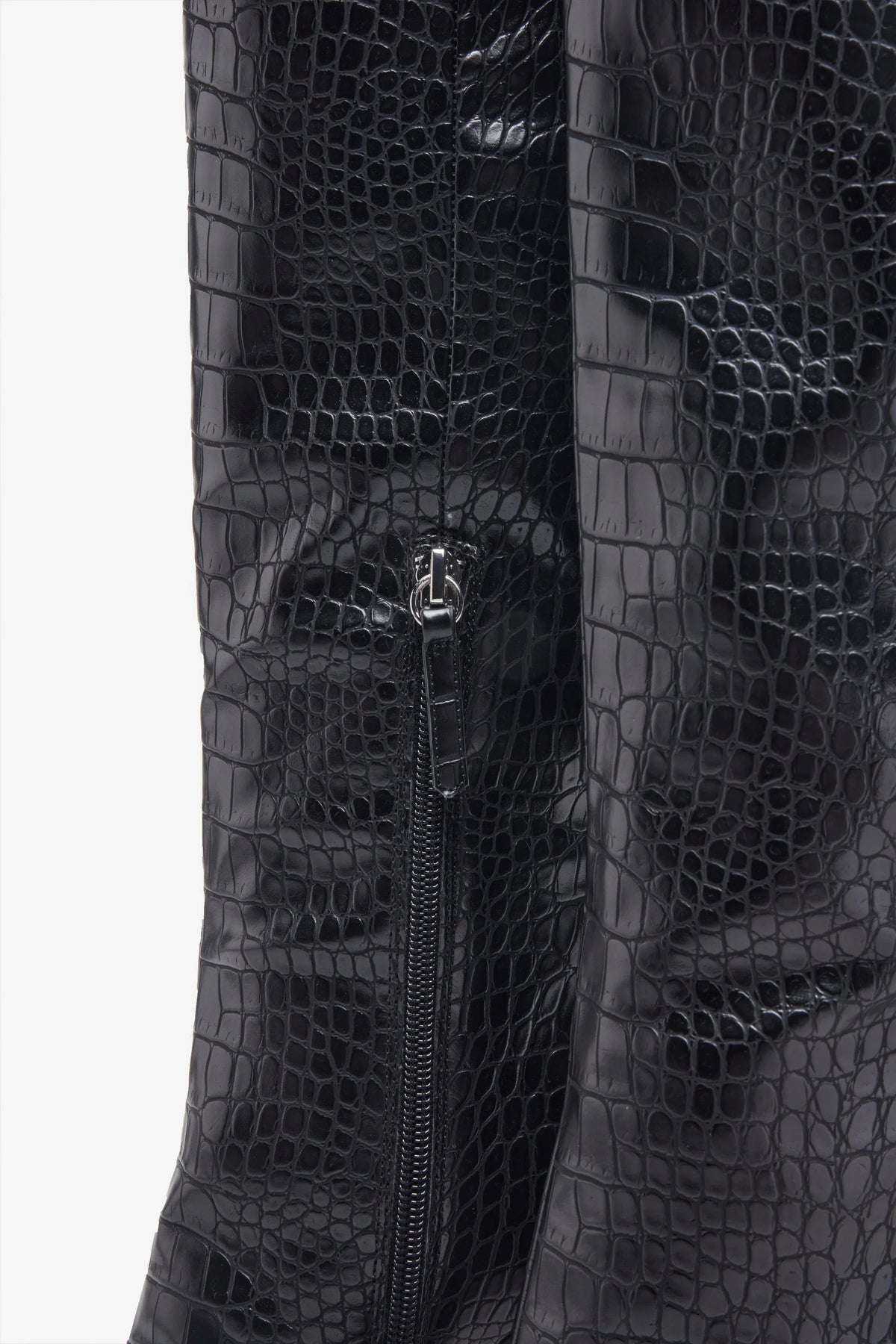 Uptown Black Croc Fitted Over Knee Pointed Heeled Boots
