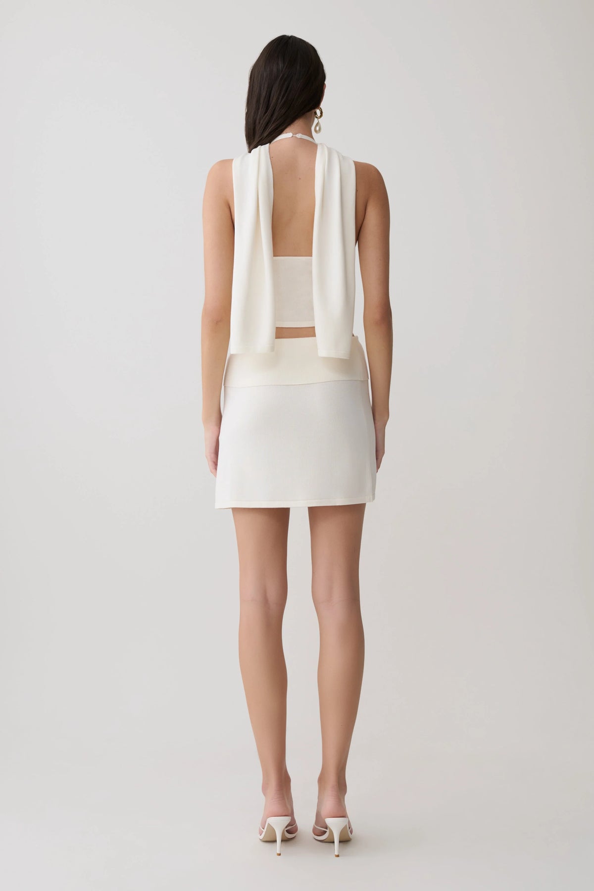 Misty Mid Rise Knit Mini Skirt Ivory