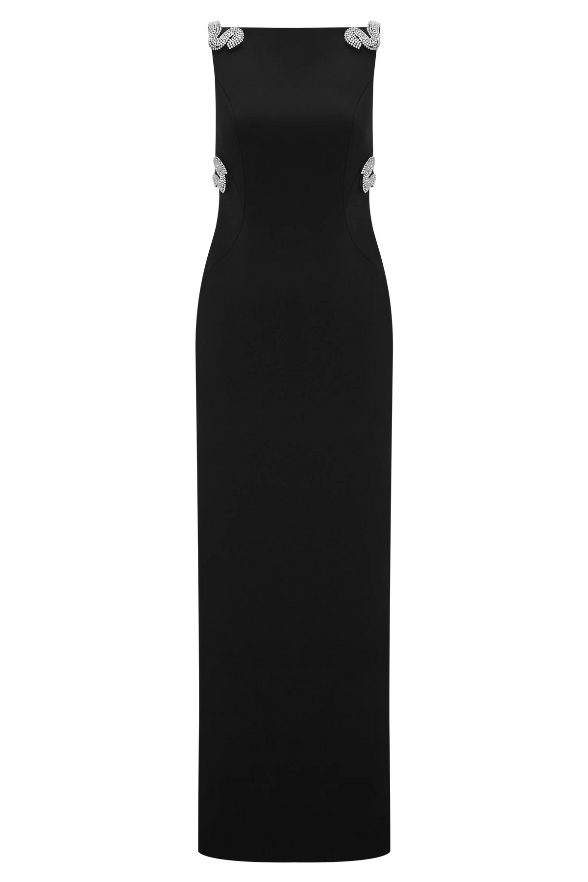Lorde Embellished Crepe Maxi Dress Black