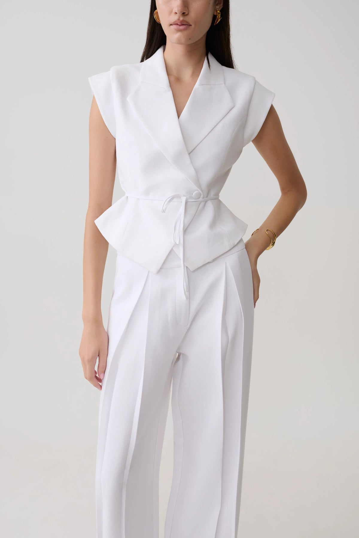 Andina Shortsleeve Linen Top White