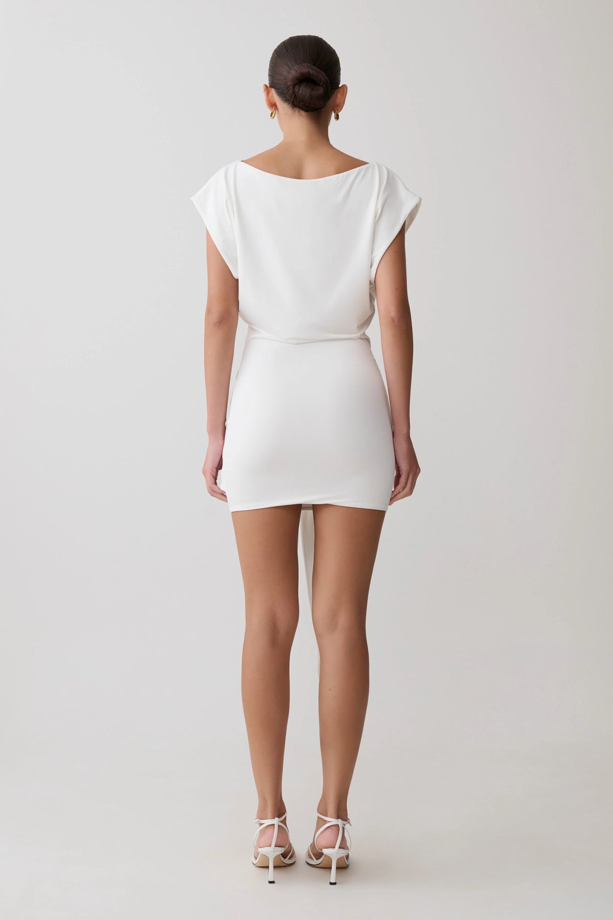 Maiara Shortsleeve Slinky Tie Mini Dress White