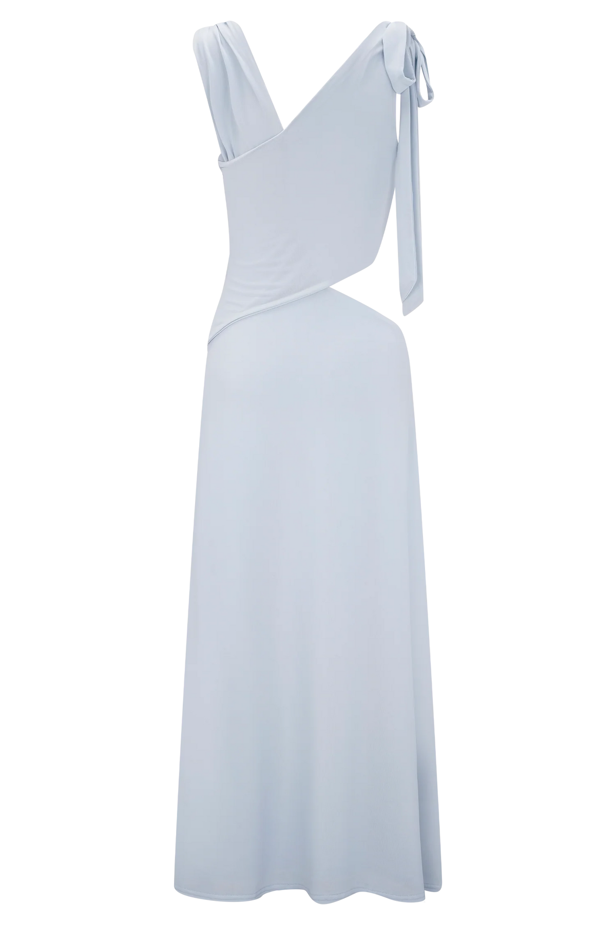 Raleigh Asymmetrical Slinky Midi Dress Pale Blue