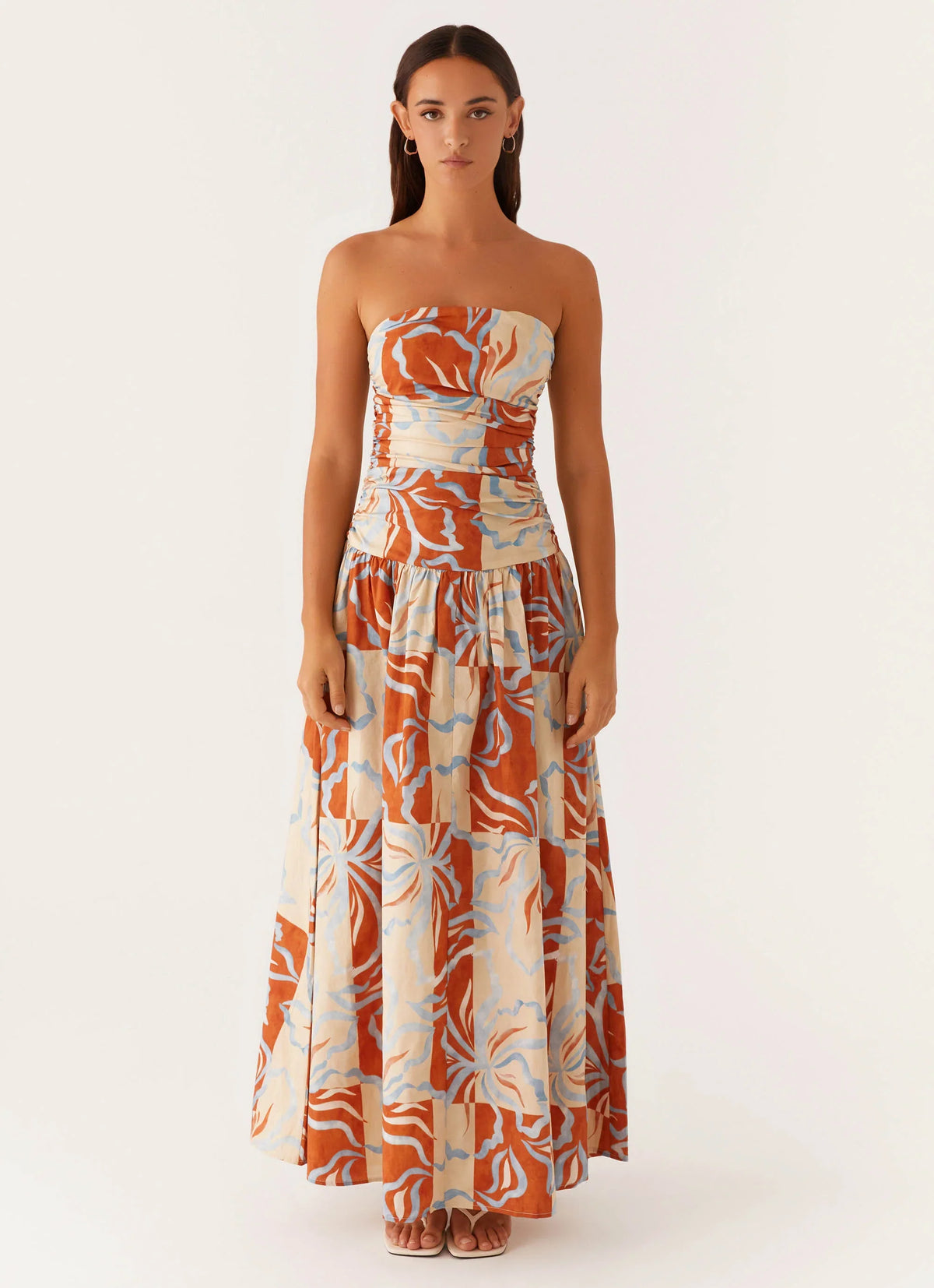 Carmel Maxi Dress Orange Blue Floral