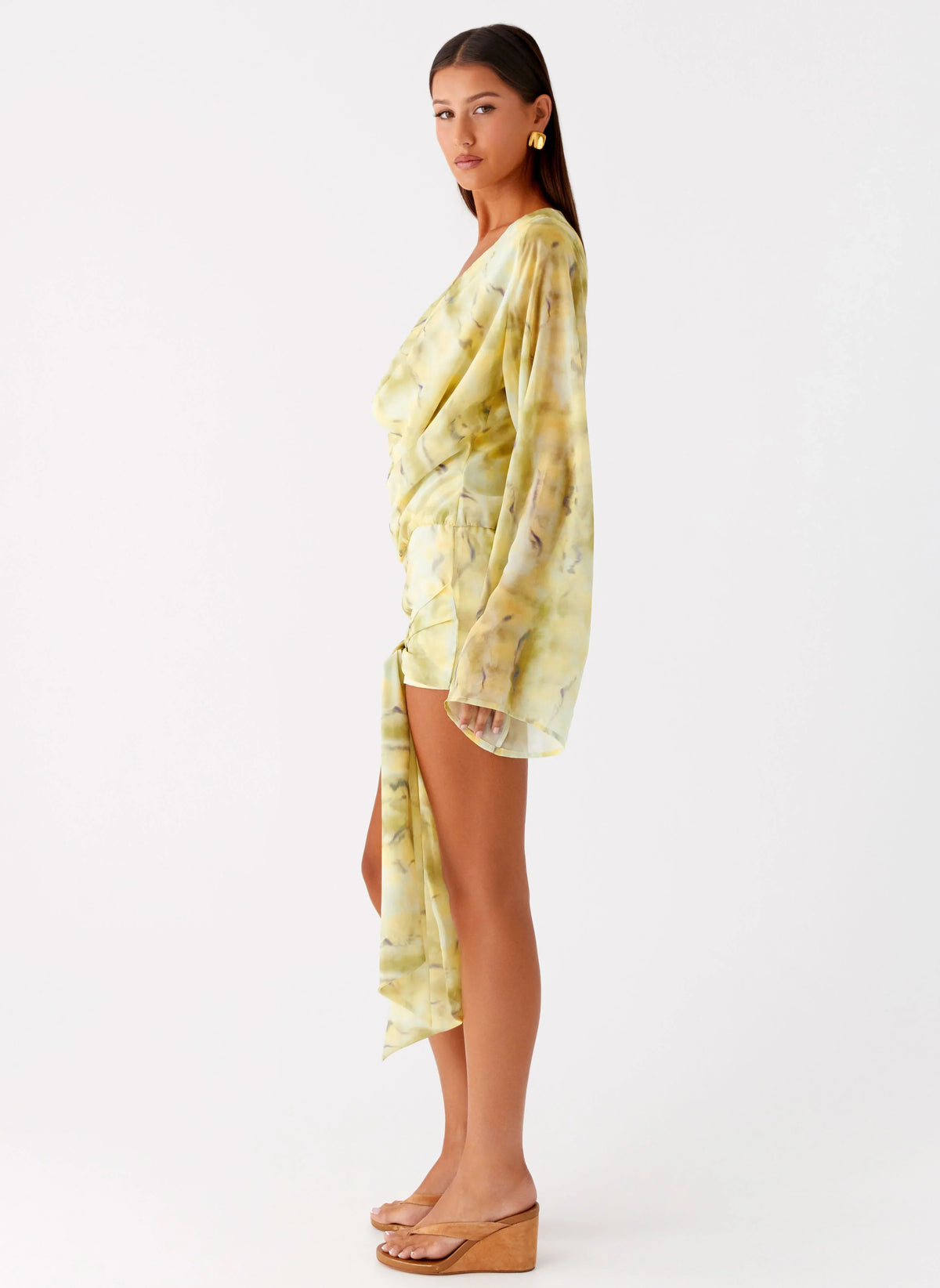 Sorrel Long Sleeve Mini Dress Yellow Tie Dye