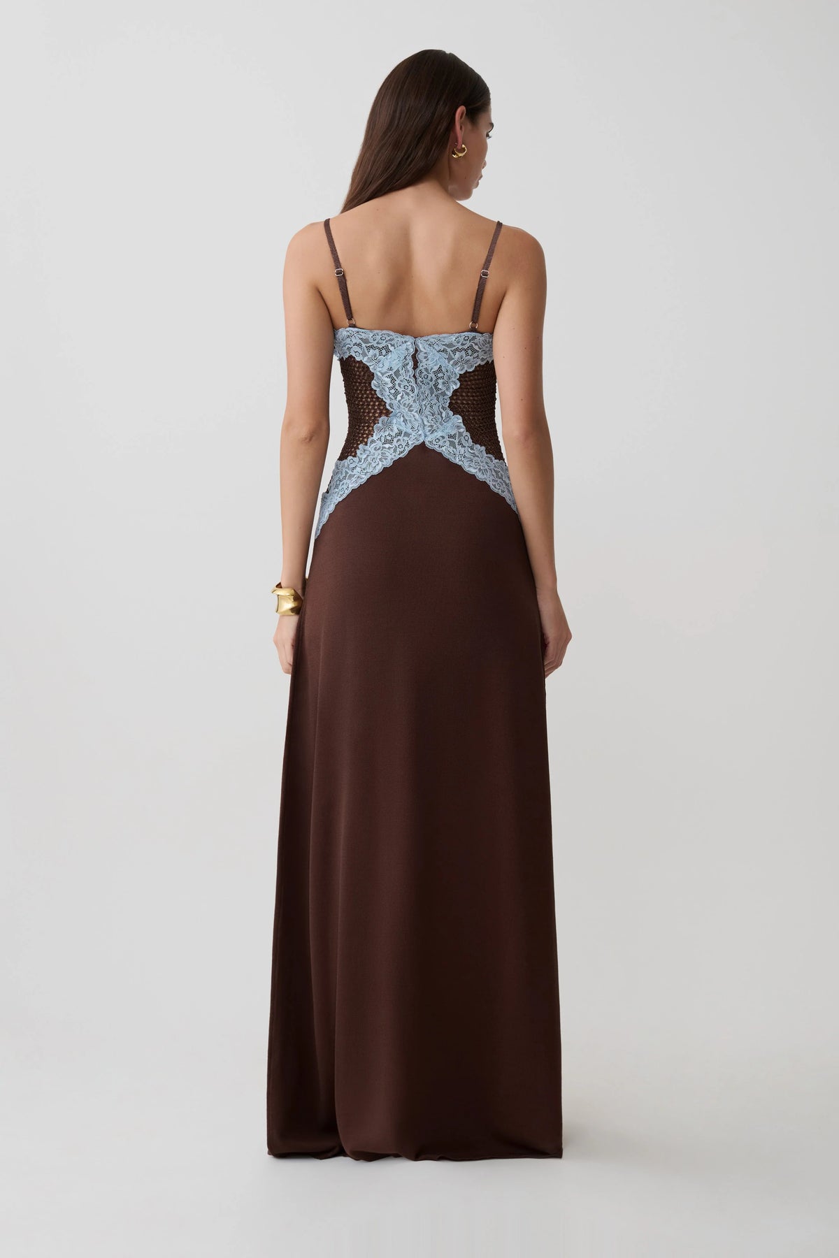 Bray Knit Lace Maxi Dress Chocolate Blue
