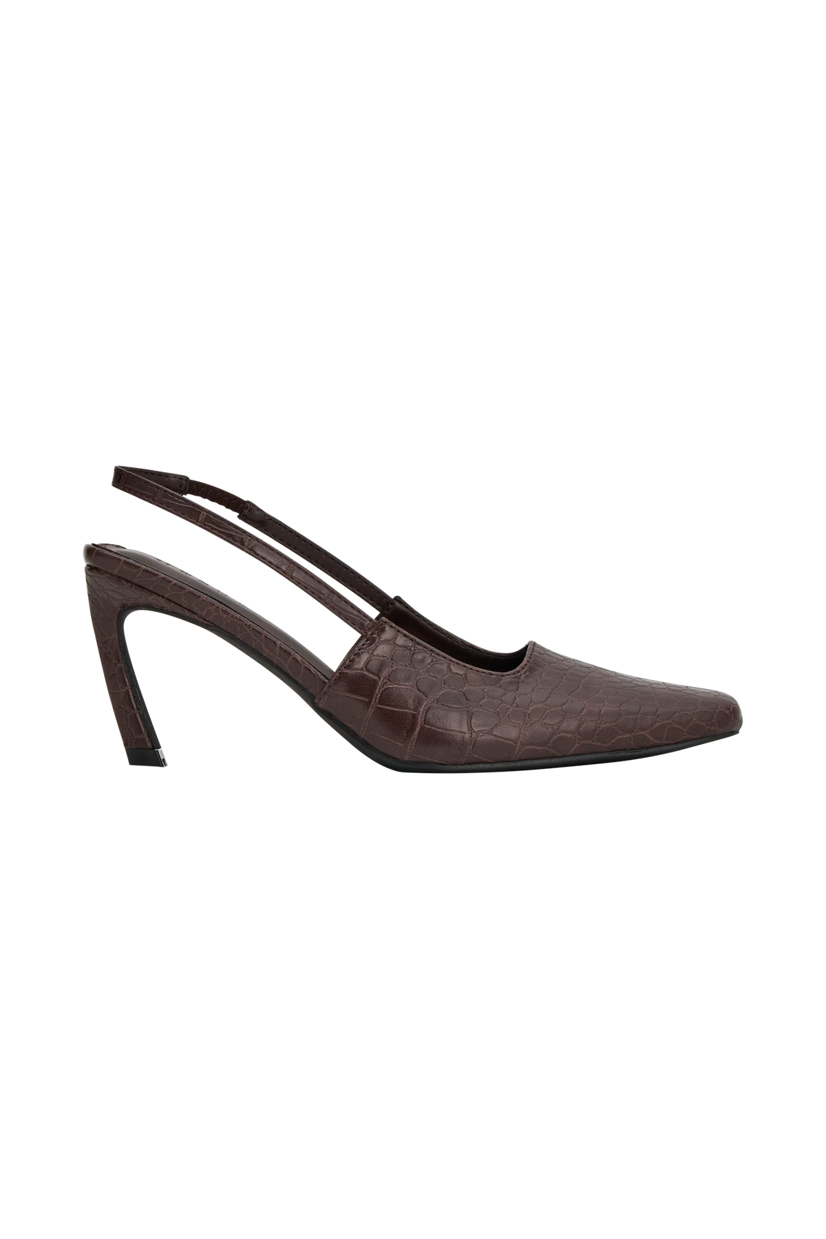 Maren Faux Leather Crocodile Heel Chocolate
