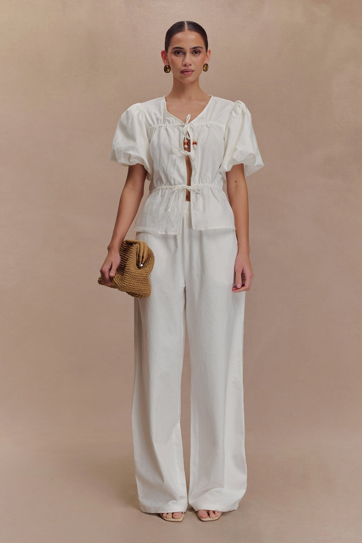 Emilie Puff Sleeve Cotton Top White