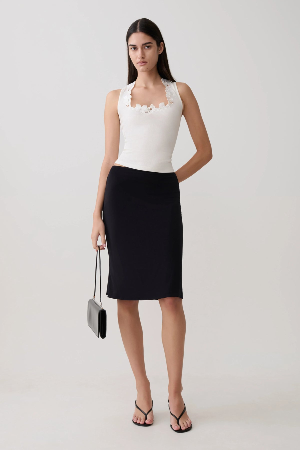 Greer Knee Length Skirt Black