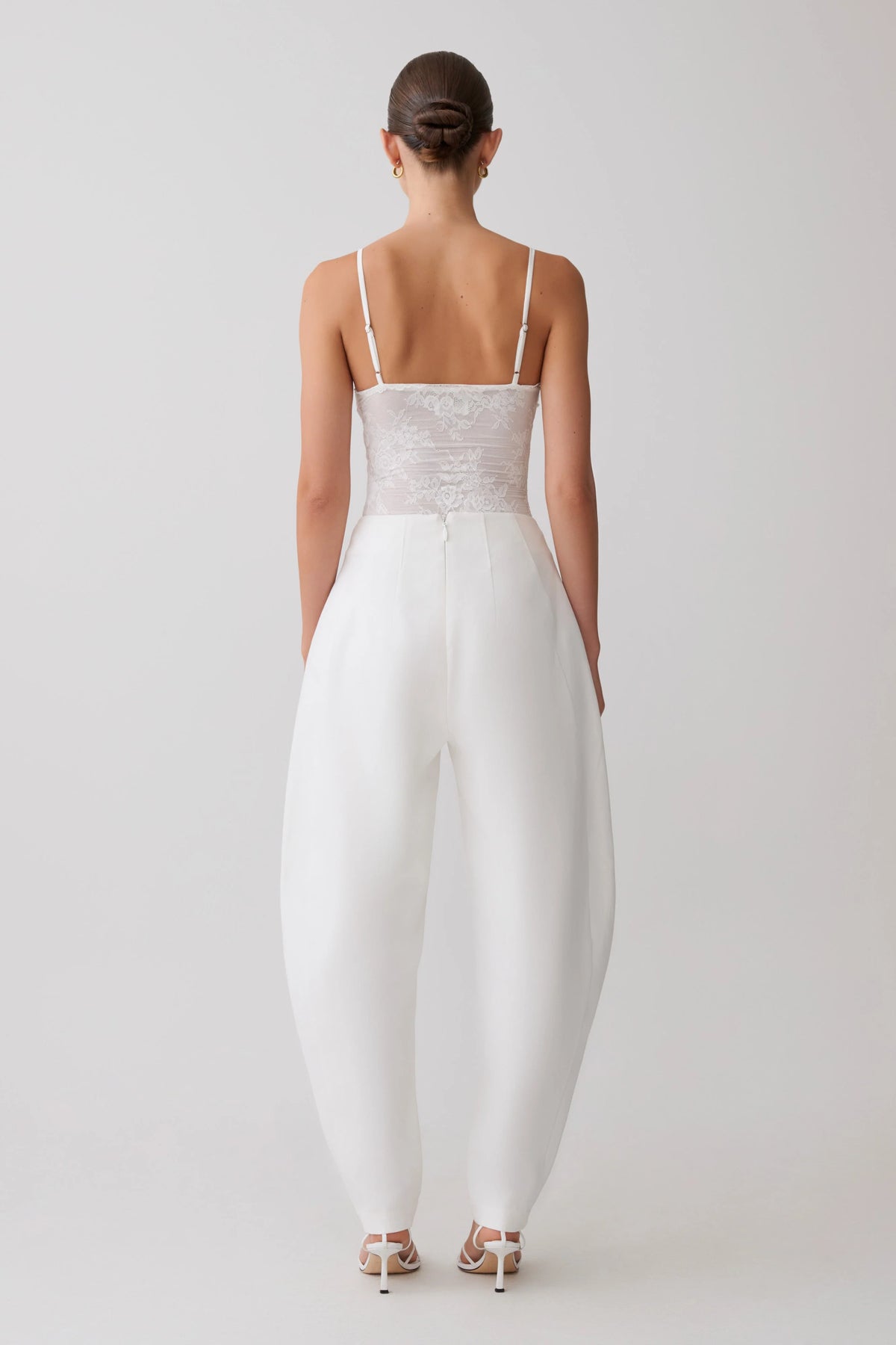 Jasper Sheer Plunge Lace Bodysuit Ivory