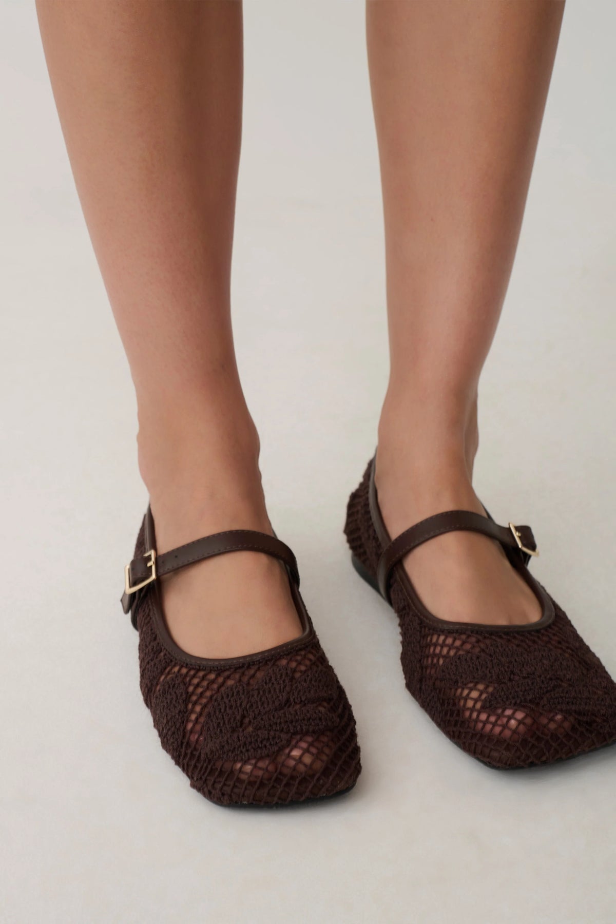 Brighton Lace Applique Flats Chocolate