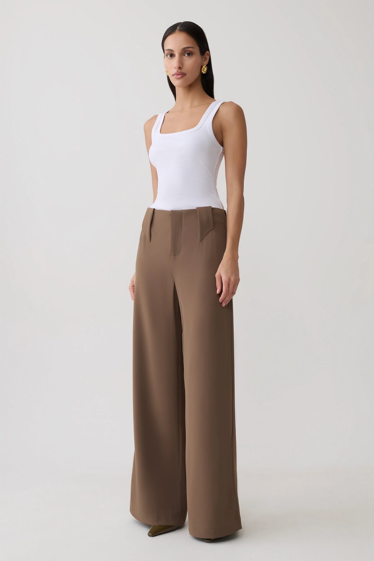 Arlo Wide Leg Suiting Trouser Cacao Brown