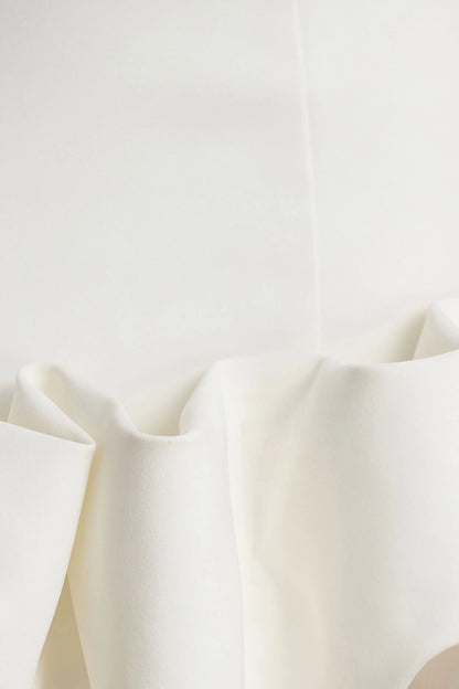 Geneve White Halter Neck Mini Dress With Ruffled Trim