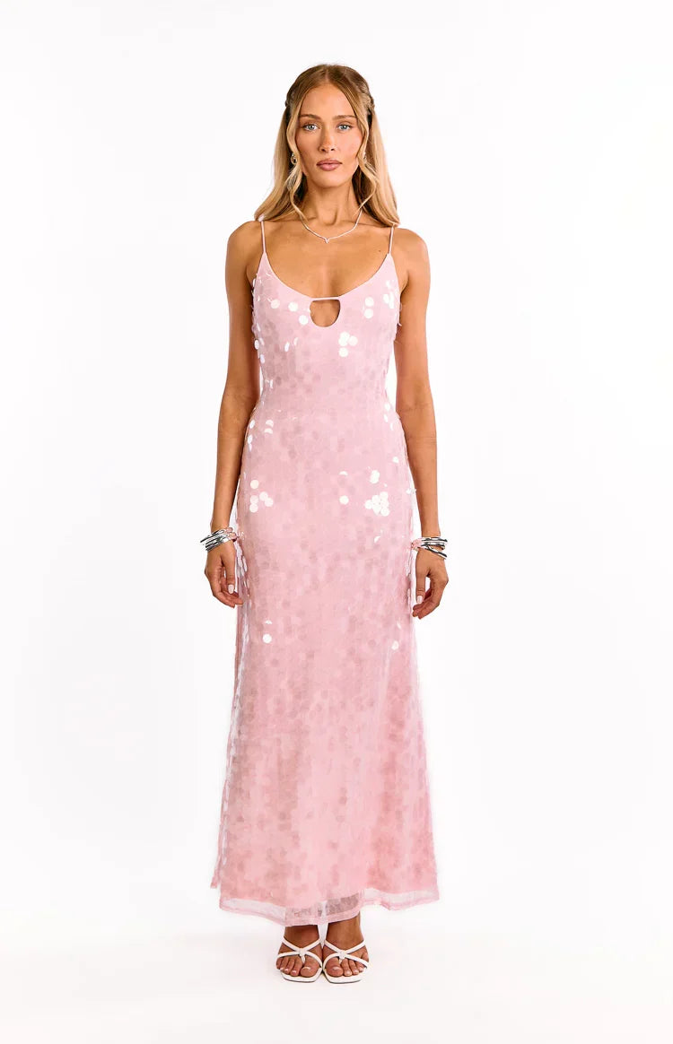 Lyanna Pink Sequin Maxi Dress