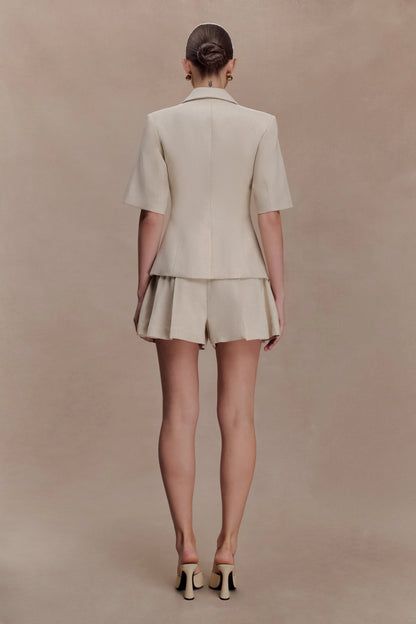 Martine Short Sleeve Linen Top Natural