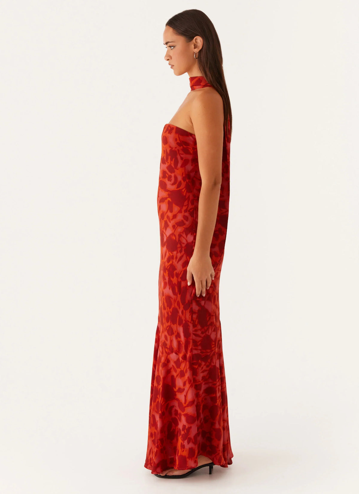 Under The Pagoda Maxi Dress Deep Red Floral