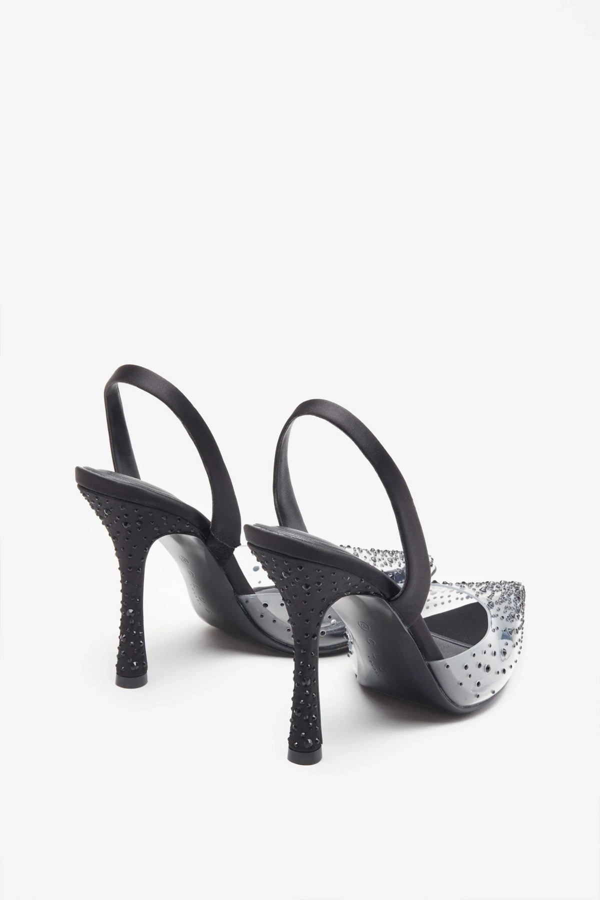 Covergirl Black Diamante Sling Back Pointed Heels