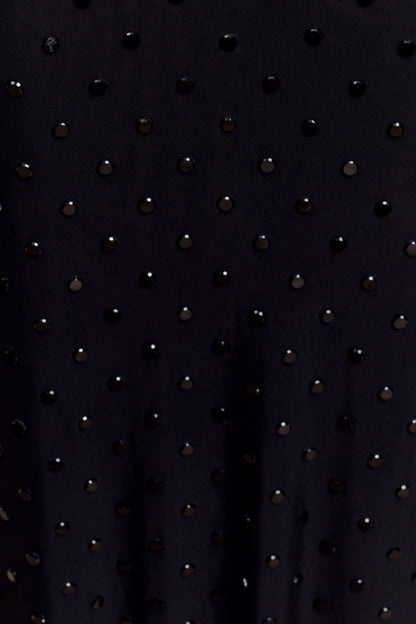 Acadia Diamante Long Sleeve Maxi Dress Black