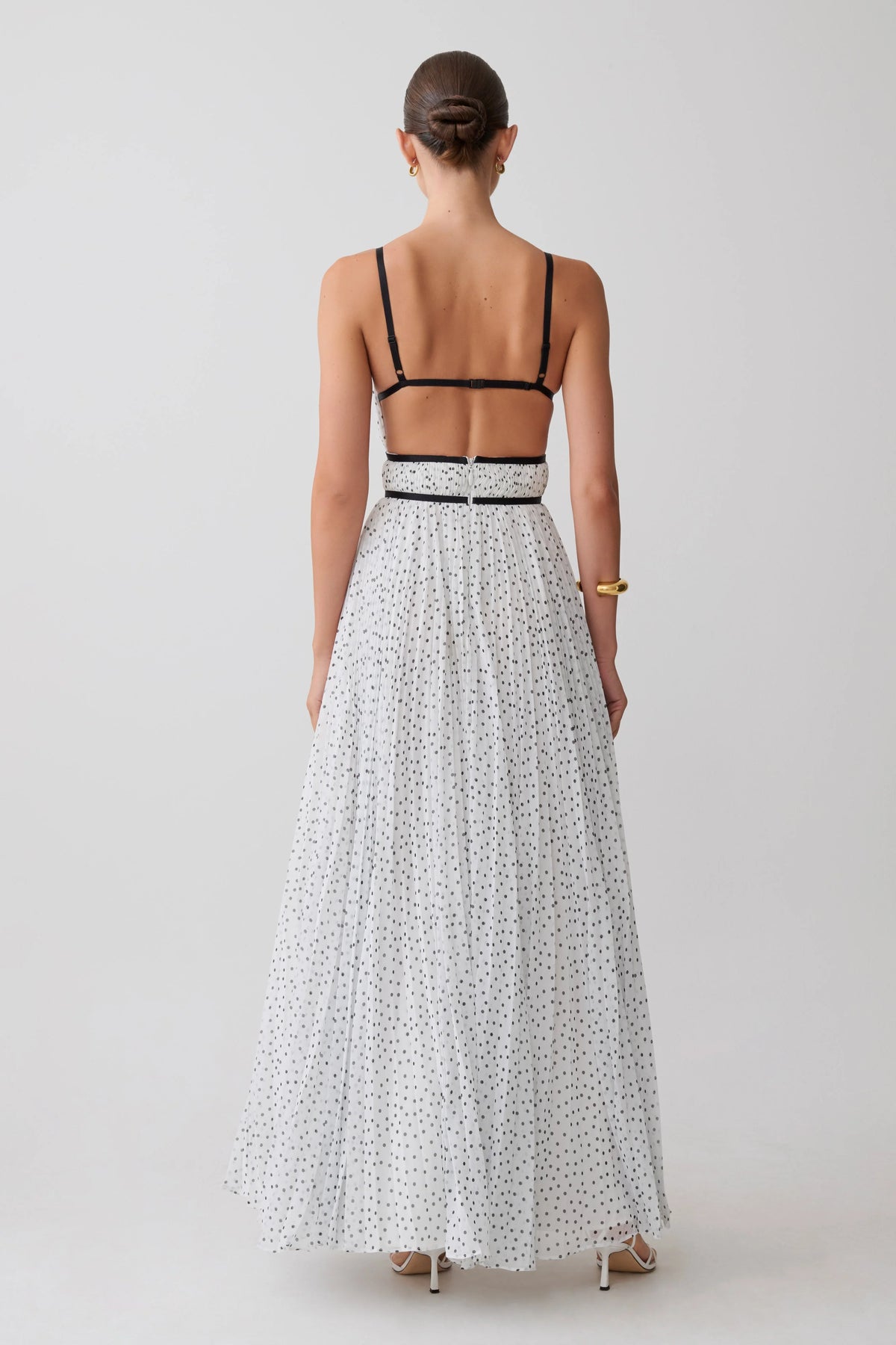 Clarisse Pleated Maxi Dress Polka Dot
